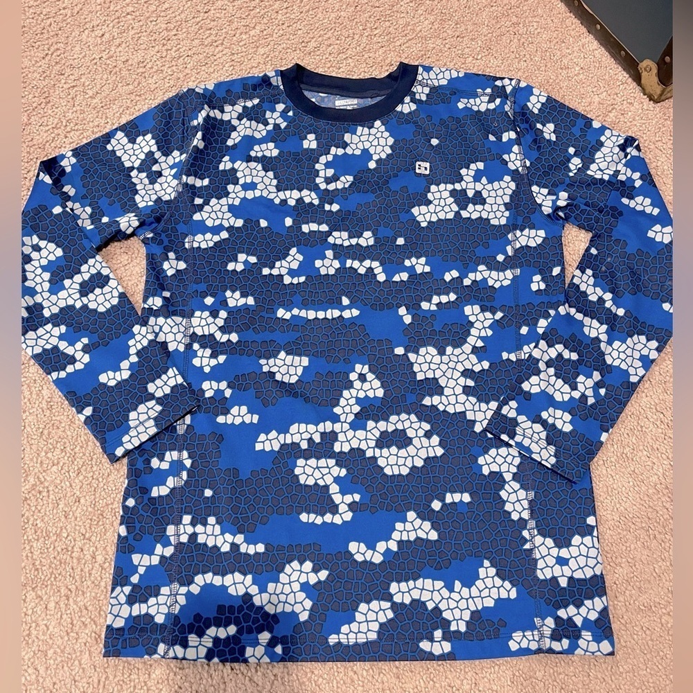 Young Men's/boys HIND blue camo long sleeve performance compression jersey shirt